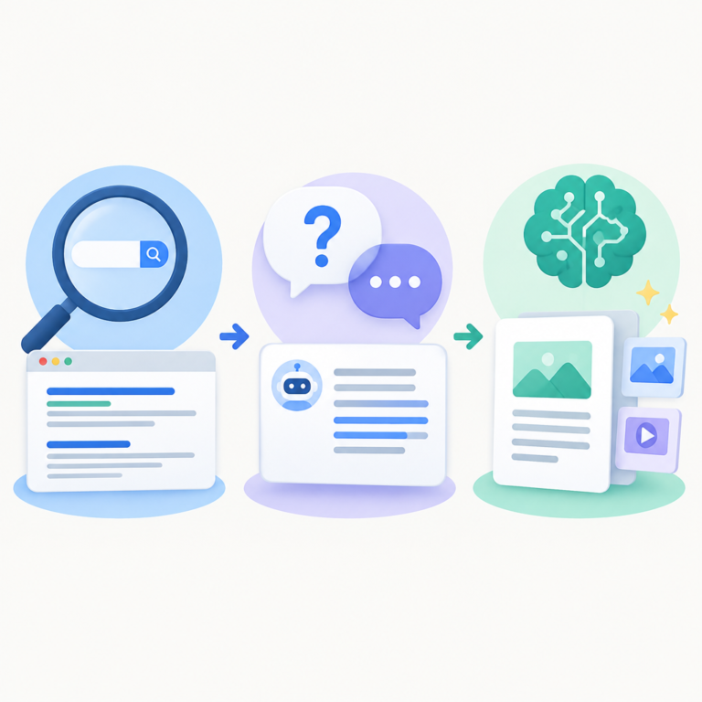 AI 생성 설명 이미지: GEO 세팅 해주는곳 AI SGAEO | SEO·AEO·GEO는 각각 어떤 문제를 다루나요?
